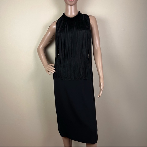 STELLA MCCARTNEY BLACK SLEEVELESS FRINGE DRESS - Picture 2 of 9